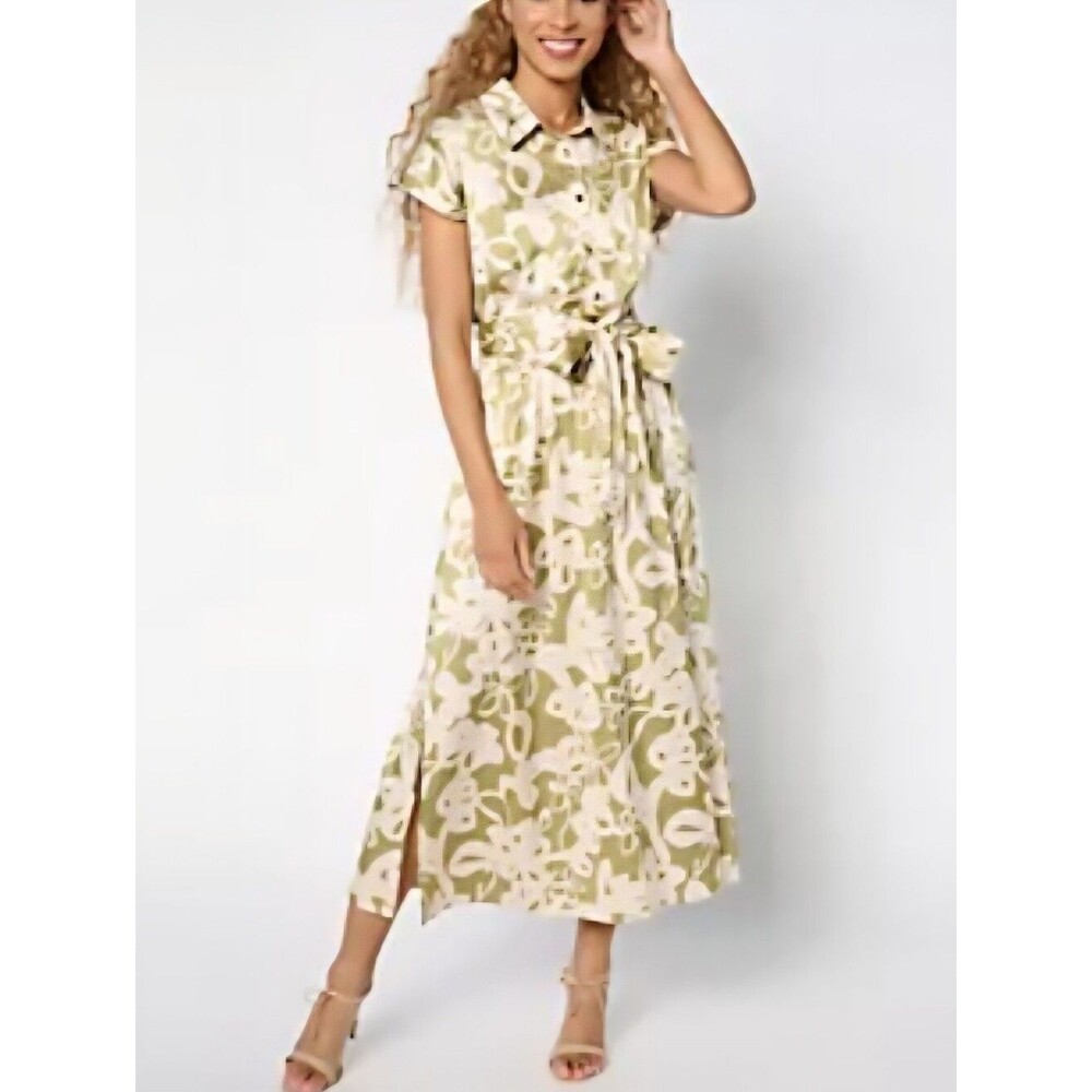 Susan Graver Charmeuse Silky Midi Floral Medium Petite Dress